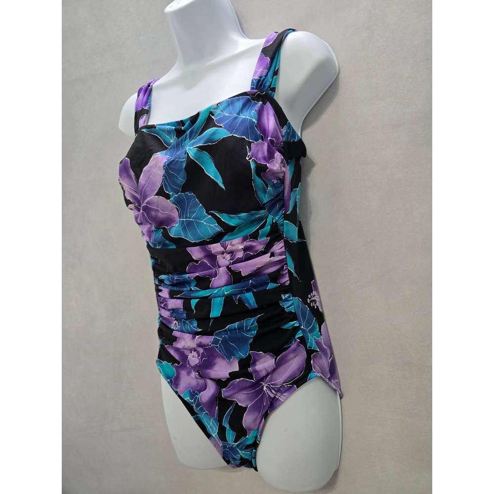 Floral 90s Vintage One Piece Swimsuit Boho Vacation Beach Goth Y2K Cottage 12 - Picture 4 of 6